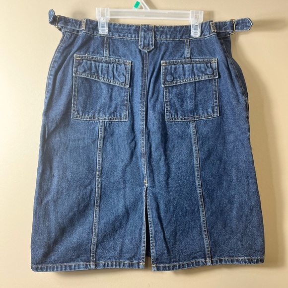 Y2K Utility Denim Skirt 10 V Cargo Pockets Zip Detail Vintage Streetwear Retro - Picture 2 of 10